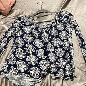 Blue and White Blouse